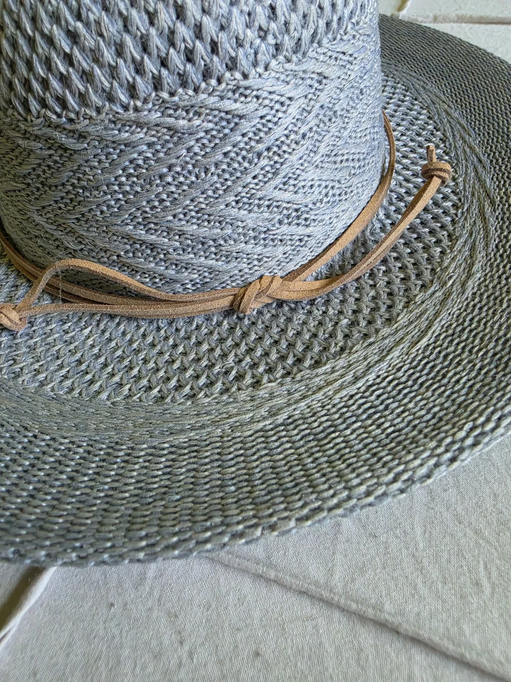C.C Gray Straw Sun Hat with Brown Band - Women's Accessories - Picture 4 of 5